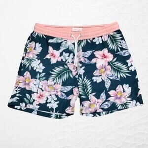 Public Record 5" Swim Trunks Hawaiian Floral Mens Large Standard‎ Fit Unlined
